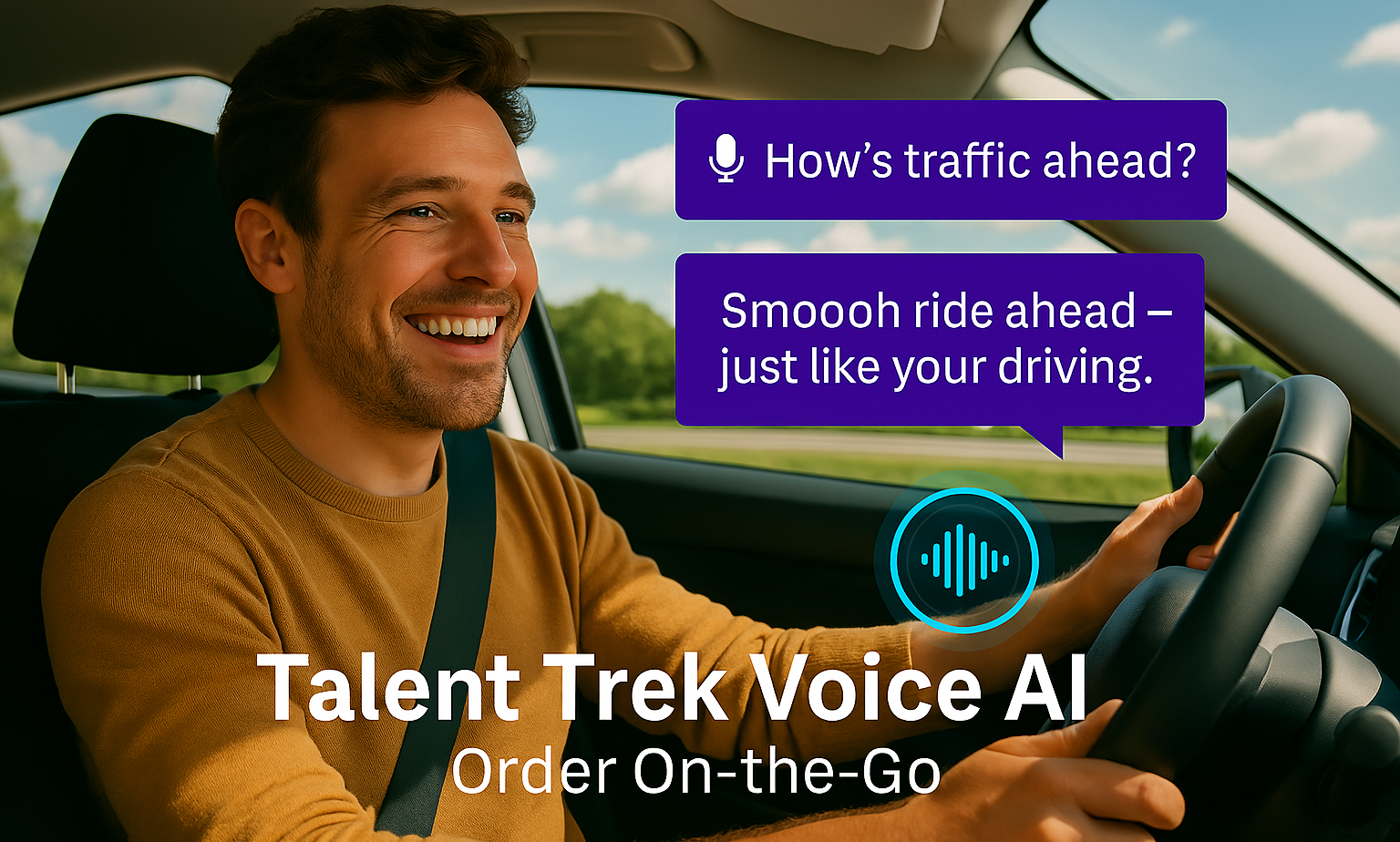 A modern car dashboard with voice control, representing in-vehicle voice AI